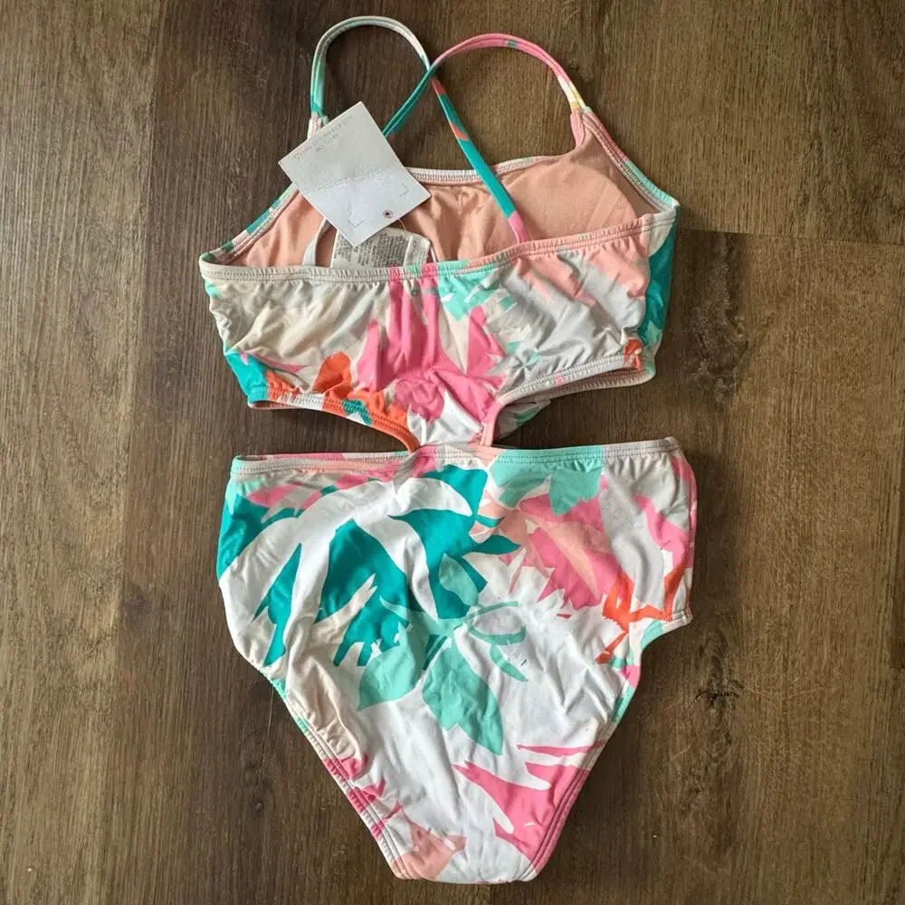 O'Neill Girls' Atlas Knot Multicolor Patterned Cut-Out One-Piece Swimsuit